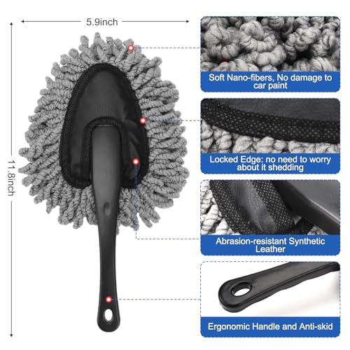 Car Interior Duster Detailing Brush Set Cleaning Gel Kit, Soft Microfiber Towels Dash Vent Dusting Car Slime Putty Detailing Brushes Accessories Tools for Car Decoration Auto Truck SUV RV