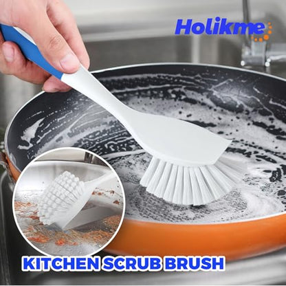 Holikme Cleaning Brush Set, Scouring Pad for Cleaning, Groove Gap Brushes for Pot, Pan, Kitchen Sink, Wire Brushes (Azul) - color: Azul