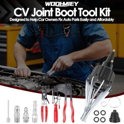 Pneumatic CV Boot Expander Spreader Tool Kit, Installation Removal Repair Kit with 3 Clamp Pliers 15 Pairs Hose Clamp, Universal CV Joint Boot Tool Compatible with ATV UTV (Black) - color: Black