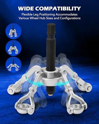OMT Heavy Duty Hub Puller Kit, Wheel Hub Removal Tool with Adjustable Hooks | Large Brake Drum Puller with Hydraulic Ram, Mechanical Hub Puller Tool Set for Cars Trucks Large Vehicles