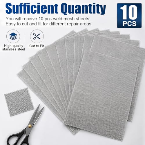 10PCS Welding Mesh, 5.9 x 7.9 Inch Reinforcing Stainless Steel Wire Mesh Screen for Thermoplastic Repair, Plastic Welding Kit for Car Bumper and Kayak(Silver)