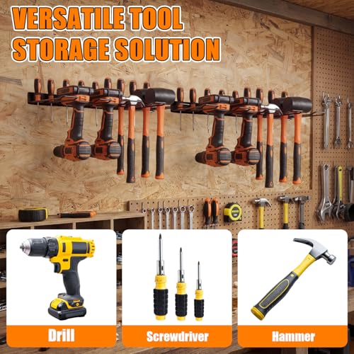 Frienda 4 Pack Power Tool Organizer Drill Holder Wall Mount Drill Holder Heavy Duty Garage Storage and Tool Organizer with 8 Slots 32 Screwdriver Rack Ideal Garage Organization Gifts for Power Tools