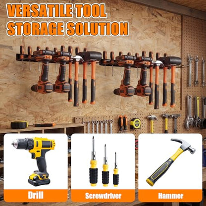 Frienda 4 Pack Power Tool Organizer Drill Holder Wall Mount Drill Holder Heavy Duty Garage Storage and Tool Organizer with 8 Slots 32 Screwdriver Rack Ideal Garage Organization Gifts for Power Tools