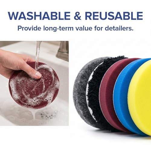 6 inch Polishing Pads for Buff and Shine, Complete Orbital Polisher for Car Detailing Kit,URO Line Dual Action Polisher Pads, Easy Car Buffers and Polishers Kit for Cutting Polishing Finishing, 5 Pack