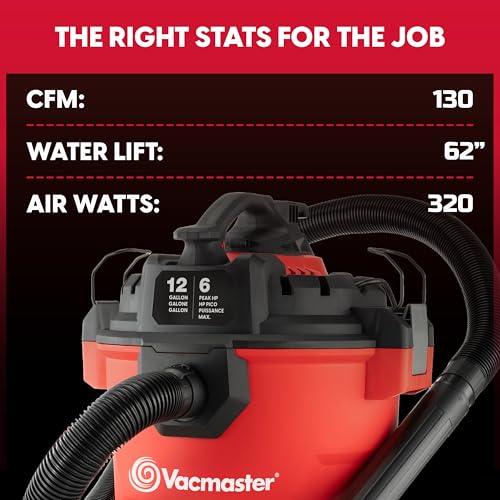 Vacmaster 12-Gallon 6 Peak HP Wet/Dry Vac with Detachable Blower, VBVCM1211 1101 - size: 12-Gallon