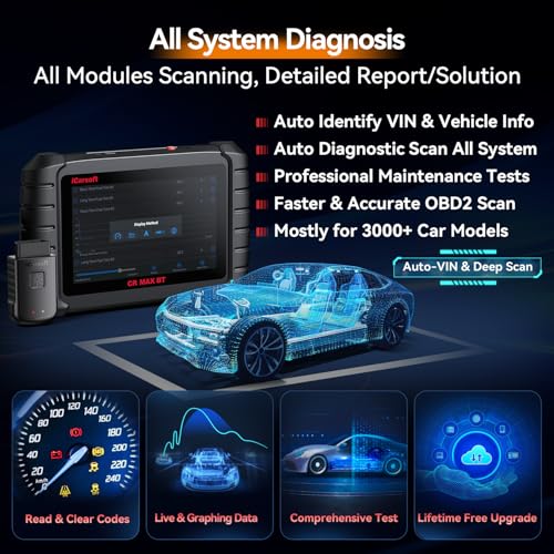 iCarsoft CR Max BT Wireless OBD2 Scanner, All System Car Diagnostic Tool, 50 Reset+Extra 46 Service, 40000+Bidirectional Tests, ECU Coding, Battery Registration,CANFD, Auto VIN, Free Update
