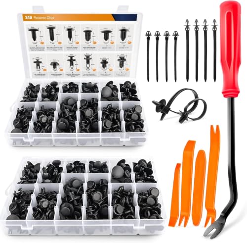 GOOACC 480PCS Bumper Retainer Clips with Fastener Remover Car Plastic Rivets Push Kit -Door Trim Panel for Toyota GM Ford Honda Acura Chrysler (Pack of 10) - color: 480Pcs Clips + Remover (Pack of 10)