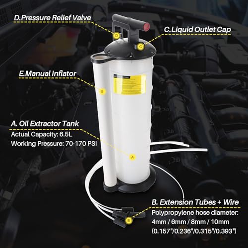 DASBET 7L Fluid Extractor Manual Oil Changer Vacuum | Hand Operated Engine Oil Change Fluid Extractor Hand Pump Tank Remover (7L) - size: 7L