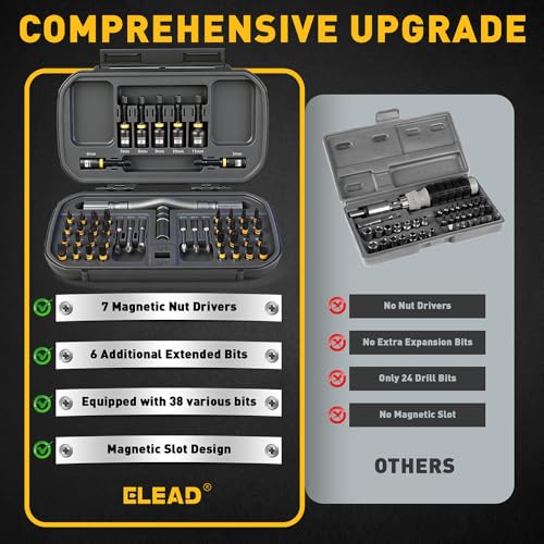 46 in 1 Magnetic Ratchet Screwdriver Set, Multi-Bit Screwdriver Kit, Nut Driver Set, Detachable Ratchet Handle with Storage Case, Repair Tool Kit for Furniture, Computer, Bicycle - style: 46-in-1 New Version