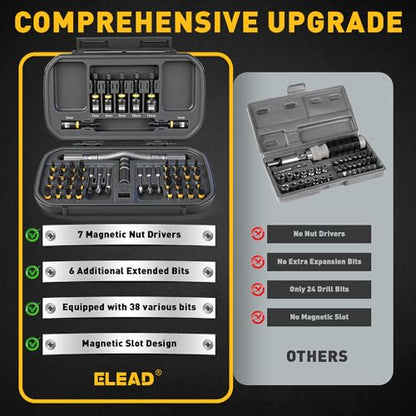 46 in 1 Magnetic Ratchet Screwdriver Set, Multi-Bit Screwdriver Kit, Nut Driver Set, Detachable Ratchet Handle with Storage Case, Repair Tool Kit for Furniture, Computer, Bicycle - style: 46-in-1 New Version