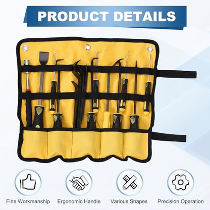 15Pcs Hook and Pick, Straight Head Magnetic Pickup Tool Plastic Pry Pieces Large Small Hook Short Pry Bar Gasket Scraper for Remove Hoses Gaskets Car Panel Fastener, Yellow - color: Yellow