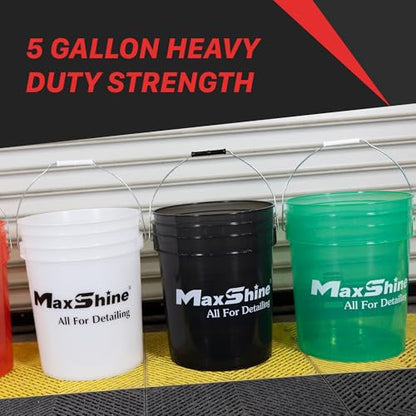 Maxshine 5 Gallon Detailing Bucket - Black Universal Car Wash Bucket for Auto Detailing, Scratch-Free Washing, Garage Storage, Holds Soap, Foam Cannon, Brushes & Microfiber Towels - color: 5g Bucket (Smoke)