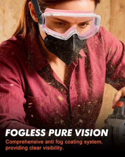 Anti Fog Safety Goggles Over Glasses - ANSI Z87.1 Certified Eye Protection for Chemistry Lab Work - 2 Pack - color: 2pcs - Pink