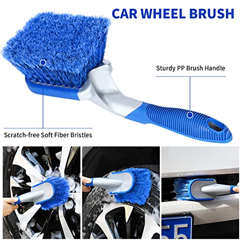 Lsyomne 62'' Car Wash Brush Mop Kit with Long Handle Microfiber Car Washing Tool kit Detailing Brush Car Wheel Tire Cleaning Brush Windshield Squeegee Car Duster Towel for Cars Truck, SUV, RV