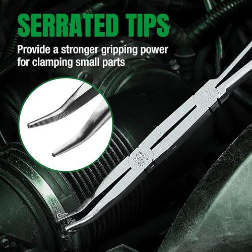 SK 13-Inch Double Compound Long Reach Pliers, 45° Bent Nose Pliers With Comfort Grips, Premium CR-V Steel Construction - style: 45-Degree Angle