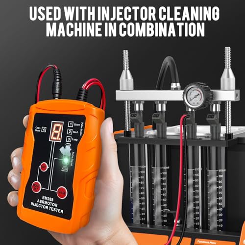 Fuel Injector Tester and Cleaner Tool Kit, DIY Cleaning Tool Kit, 8 Pulse Modes for Injector Tester, 2 Fuel Injectors Simultaneously Test, 4 Size Cleaning Adapters, 12V/5V Output Power