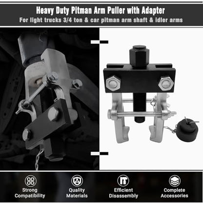 Heavy Duty Pitman Arm Puller with Adapter, Adjustable Jaws Bearing Pulling Repair Tool for Pitman Arms, Bearings, Collars, Gears, More Light Truck & Car