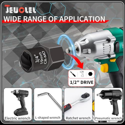 5PCS Heavy Duty Bolt Extractor Set, 1/2" Drive Easy Out Bolt Extractor Set, Nut Extractor Set Broken Bolt Extractor Kit for Removing Stripped Lug Nuts, Rounded off Nuts, Bolts, Studs