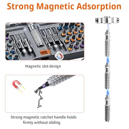 40 in 1 Magnetic Ratchet Screwdriver Set, Multi Bit DIY Magnetic Screwdriver Set with Detachable Ratchet Handle, Portable Precision Repair Tool Kit for Furniture, Electronics, Bicycle New Tools 2026 - size: 2026 New 40 in 1 Screwdriver Set