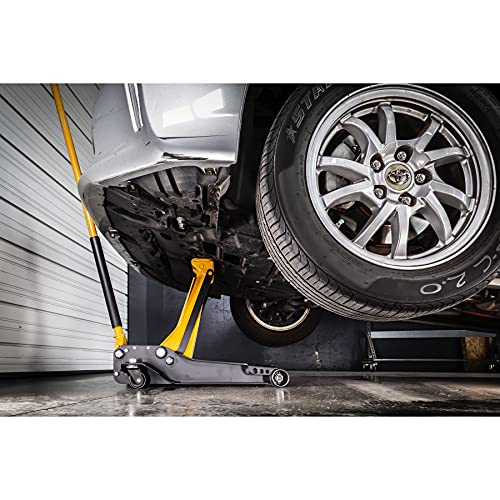 CAT 3-1/2 Ton Low Profile Service Jack – Dual Pump Quick Lift, 3.75" to 21" Lift Range, Oversized Saddle, Heavy-Duty Frame, Smooth-Roll Front Rollers – 240332 - size: Low Profile