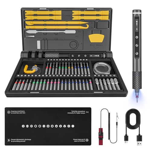 Tanson Precision Electric Screwdriver, 3.7v Laptop Screwdriver Set,71 In 1 Electronic Tool Set, Cordless Rechargeable Portable Repair Tool Set For Computer, Laptop, Mobile Phone, Camera, Watch Repair - color: 71 Black