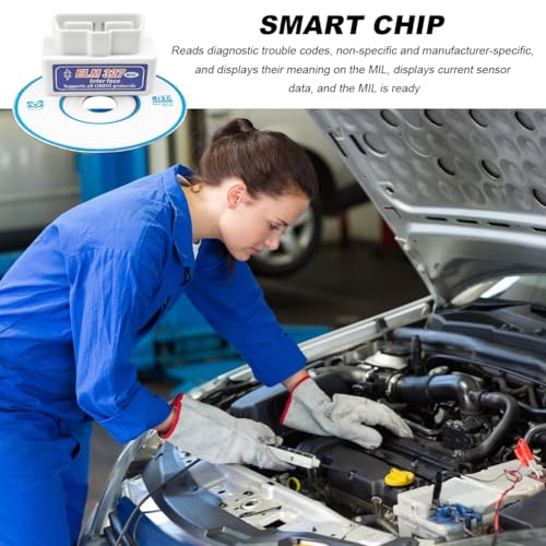 ELM327 OBDII Car Auto Diagnostic Scanner, Professional Mini Bluetooth Scan Tool Engine Fault Code Reader, Wireless Failure Detector Interface Adapter for Most OBD II Vehicles (White) - color: White, 1 PCS
