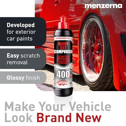 menzerna Deep Scratch and Swirl Remover Kit I Car polishing Set with Menzerna Heavy Cut 400 (16oz) and 6 Inch Polishing Pad I Deep Scratch Remover and high Gloss Kit for All Types of Vehicles - style: 16oz. + Pad