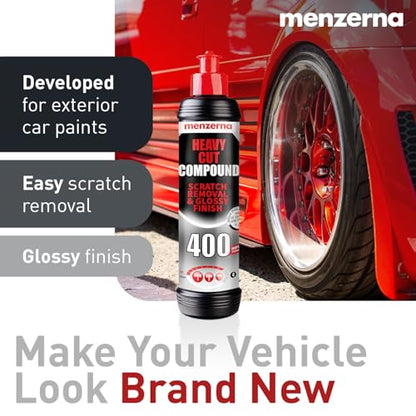menzerna Deep Scratch and Swirl Remover Kit I Car polishing Set with Menzerna Heavy Cut 400 (16oz) and 6 Inch Polishing Pad I Deep Scratch Remover and high Gloss Kit for All Types of Vehicles - style: 16oz. + Pad