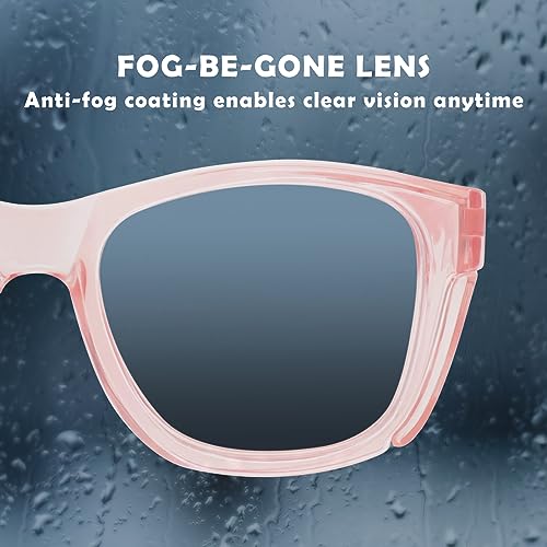 UKNOW Safety Glasses - Anti Fog Lenses - Eye Protection with Side Shields - ANSI Z87.1 Protective Eyewear - UV Protection - color: Pink