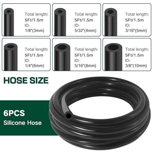 Silicone Vacuum Hose Kit, 5Ft 6PCS Vacuum Hose Automotive & 113PCS Vacuum Line Connectors, Multipurpose Vacuum Tubing for Variety Car Piping System, Max 130PSI, Automotive Replacement Vacuum Line Kit