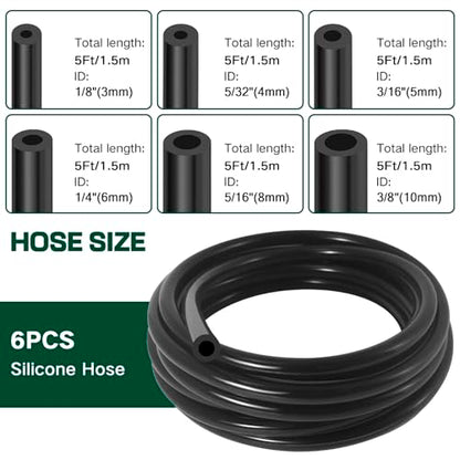 Silicone Vacuum Hose Kit, 5Ft 6PCS Vacuum Hose Automotive & 113PCS Vacuum Line Connectors, Multipurpose Vacuum Tubing for Variety Car Piping System, Max 130PSI, Automotive Replacement Vacuum Line Kit
