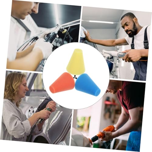 ULTECHNOVO 3pcs Auto Wheel Polishing Pads Buffing Sponge Cones Car Wheels Maintenance Tool Drill Buffing Kit Detailing
