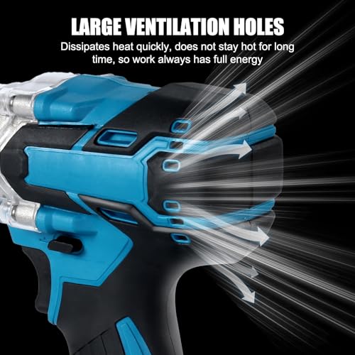 Jadeshay Cordless Impact Wrench, 1/2 inch Electric Impact Wrench with 2 * 3.0 Ah Battery & 4 Sockets, Sleeves, Drill Bits, Twist Drills, High Torque Impact Gun for Car Repairs/DIY Furniture