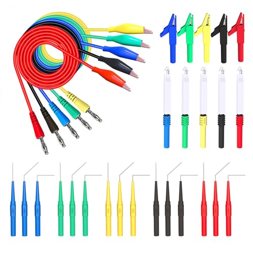 Automotive Test Lead Set, Back Probe Kit 30pcs, Copper Alligator Clips to Banana Plug Test Lead, Multimeter Test Lead Set for Automotive Repair and Diagnostic Circuit Testing - size: 30 Pcs Kit