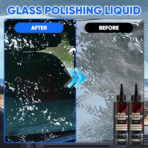 2025 New Glass Polishing Liquid with Sponge - Windshield Anti Fog Hydrophobic Coating Spray, Scratch Remover for Car Windows, Mirrors, Oil Film & Glass Surfaces (2)