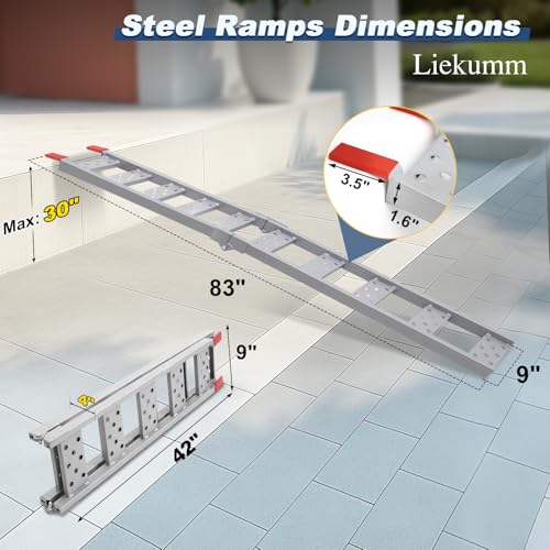 LIEKUMM 83" Motorcycle Ramp 1-Pack, 480 lbs Capacity Folding Loading Ramp for Pickup Trucks, Heavy Duty Dirt Bike Ramp for Truck, Trailer (Silver) - size: 83"L(Silver/1PC)
