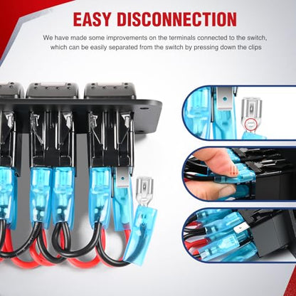 Nilight 16AWG 14AWG 12AWG LED Light Bar Wiring Harness Kit 12V On/Off 4 Gang Rocker Switch Panel Power Relay Blade Fuse 5Pin Toggle Switches for Cars Boat ATV Trucks-8 Leads - color: 4Gang Rocker Switch 16AWG Wiring Harness