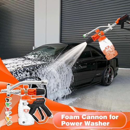 RIDGE WASHER Pressure Washer Gun Foam Cannon, Dual Connector Accessory | 1/4" Quick Connect for Double Tip Attachment, Stainless Steel, 4000 PSI - size: 1000 ML