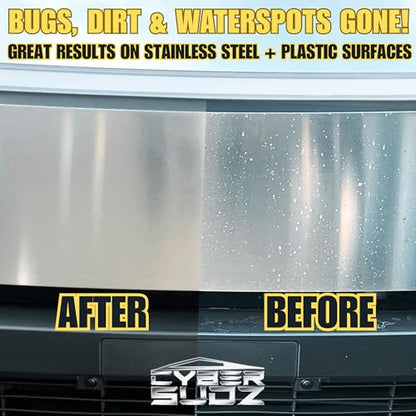 Waterless Stainless Steel Wash, Spot Cleaning For Tesla CyberTruck All Exterior Surfaces - Removes Fingerprints, Water Spots, Dirt & Bird Droppings. Made in USA, 17 Fl. Oz. - size: 17 Fl Oz (Pack of 1)
