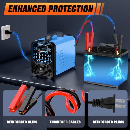 DCACNLE 12V/24V 0-15A Car Battery Charger Heavy Duty,Automatic Maintainer | Smart Trickle Charger,Desulfator with Overcharge Protection & Auto Shutoffs,Suitable for Various Vehicles&Lead Acid Batteries