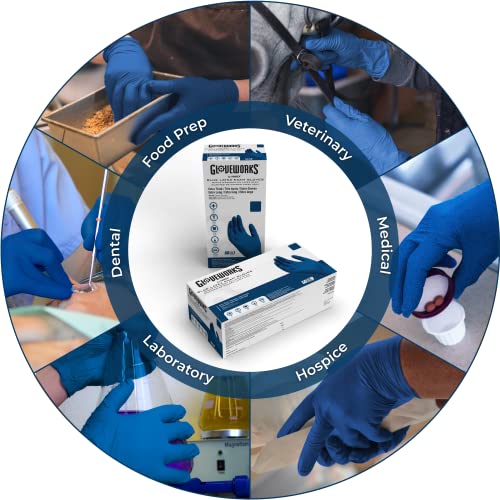 AMMEX Blue Disposable Latex Exam Gloves, 13 Mil, Powder-Free, Textured, Non-Sterile, Longer Cuff