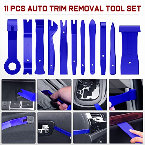 Nilight 238Pcs Trim Removal Tool, Auto Push Pin Bumper Retainer Clip Set Fastener Terminal Remover Tool Adhesive Cable Clips Kit Car Panel Radio Removal Auto Clip Pliers - color: 238 Clips+ Remover Tools Blue