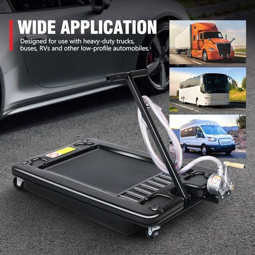 DNA Motoring 17 Gallon Oil Drain Pan with Pump, Evacuation Hose, T-Handle, Low Profile for Trucks Buses RVs, TOOLS-00384 - style: 17 Gallon