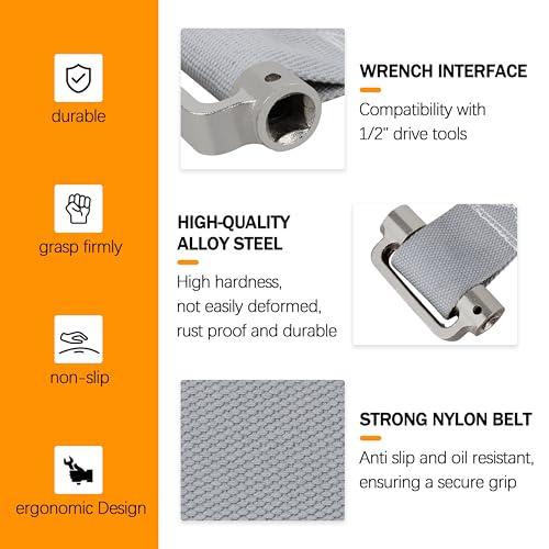 Heavy Duty Oil Strap Filter Wrench for Lisl 60200 Filter Removal Tool | Fits Auto & Water Filters