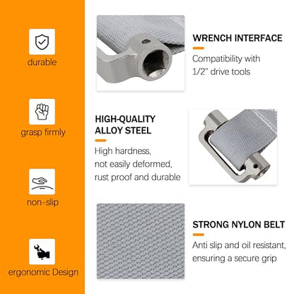 Heavy Duty Oil Strap Filter Wrench for Lisl 60200 Filter Removal Tool | Fits Auto & Water Filters