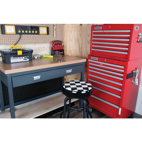 Performance Tool W85023 28-1/2-Inch Checkerboard 360 Degree Swivel Stool, Heavy Duty Steel Frame Is Perfect for Home, Bar and Shop - style: Checkerboard Swivel Bar Stool