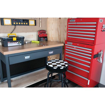 Performance Tool W85023 28-1/2-Inch Checkerboard 360 Degree Swivel Stool, Heavy Duty Steel Frame Is Perfect for Home, Bar and Shop - style: Checkerboard Swivel Bar Stool
