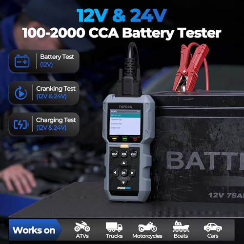 TOPDON AL500B OBD2 Scanner, Battery Tester, 2 in 1 Code Reader | Full OBDII Diagnosis, 12V Battery Tests & 12V/24V Cranking Tests, Charging Tests, Car Diagnostic Tool for All OBDII Cars