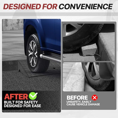 Rubber Curb Ramp - 6.3" Rise Height, Sidewalk Access for Forklift, Car, Wheelchair, Bike & More - size: 6.3" Rise