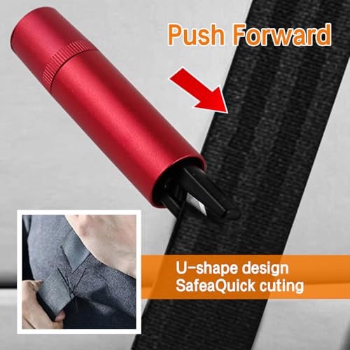 4Pcs Safety Hammer, 2 in 1 Car Window Breaker and Seatbelt Cutter, Red | 2026 Upgraded Portable Emergency Escape Tool for Car, Underwater Glass Breaker for Automotive Accidents